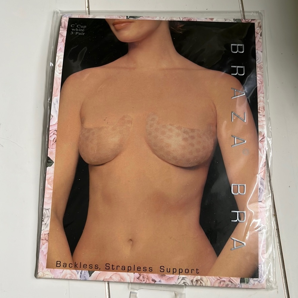 Braza Bra Backless Strapless Support White Pack of 3, C Cup